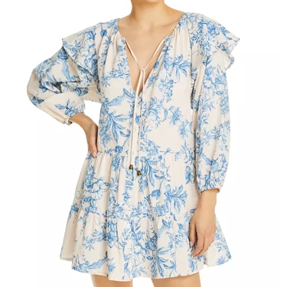 Free People Dresses & Skirts - Pre-owned Free People White and Blue Dress
